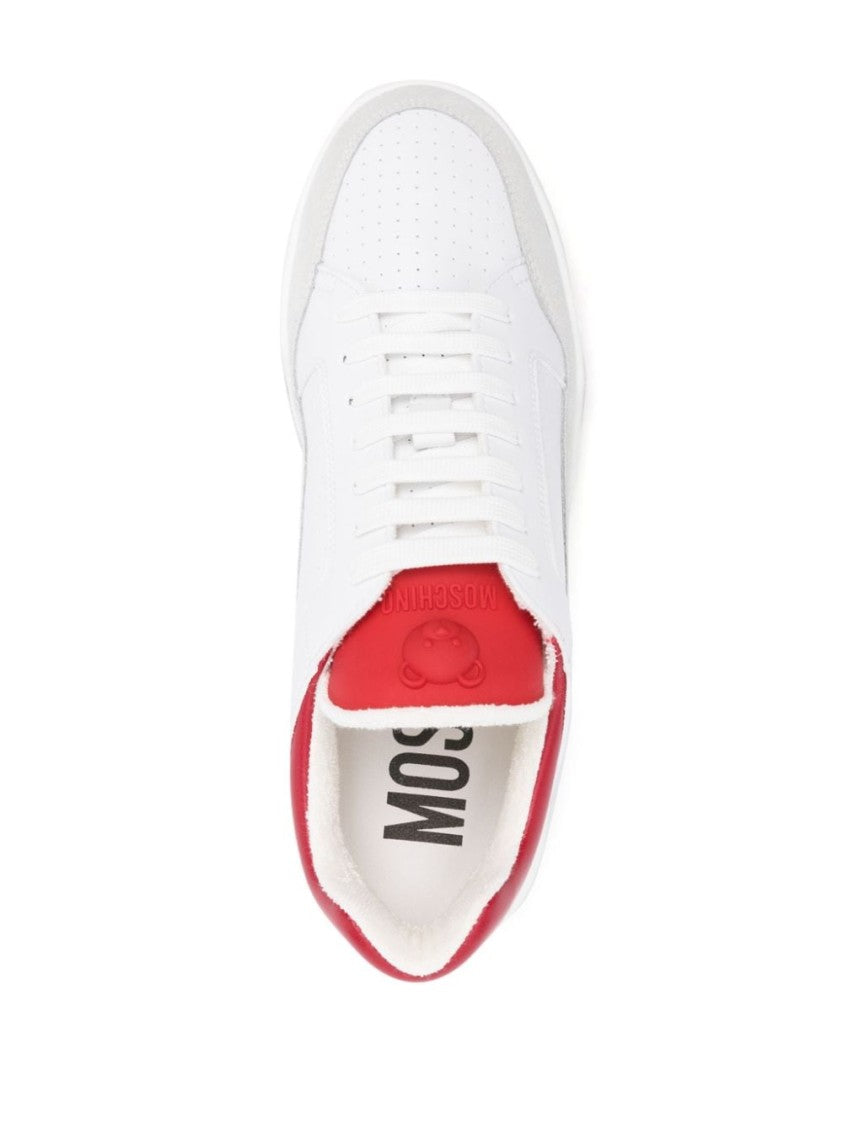 Moschino Perforated Calf Leather And Suede Sneakers