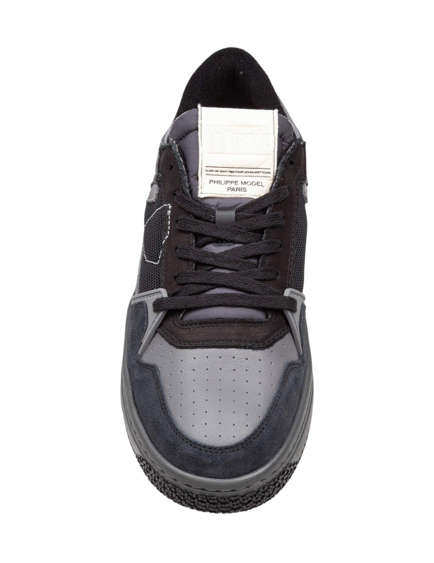Philippe Model La Grande Leather And Suede Sneakers, Black
