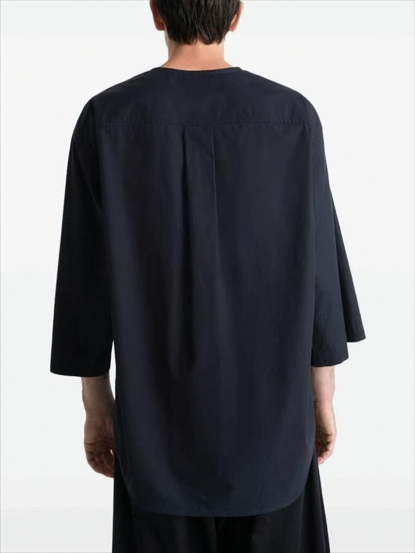 Lemaire Boxy Black Blouse With Round Neckline