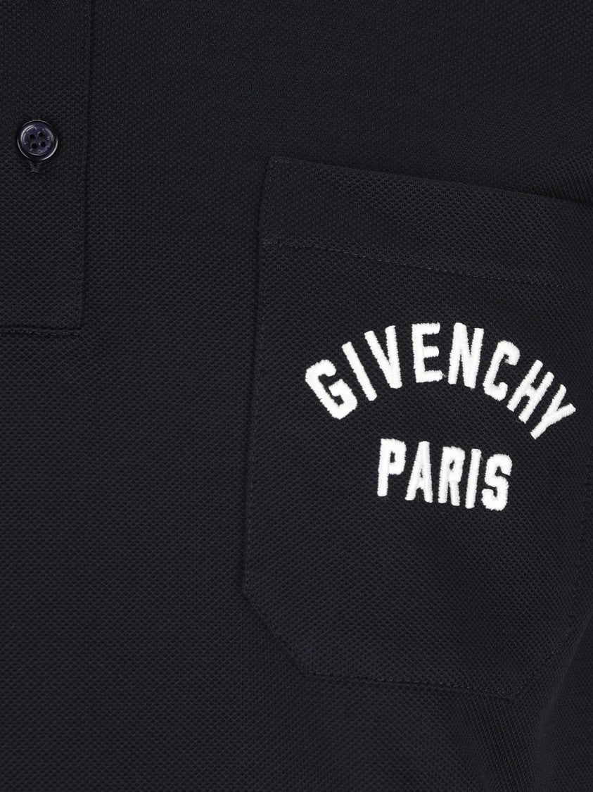 Givenchy Dark Navy Front Chest Pocket Cotton Polo