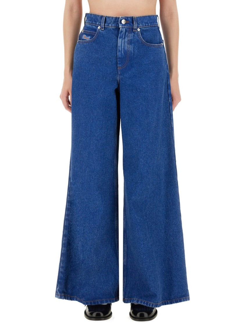 Marni Denim Wide Leg Jeans In Sturdy Cotton