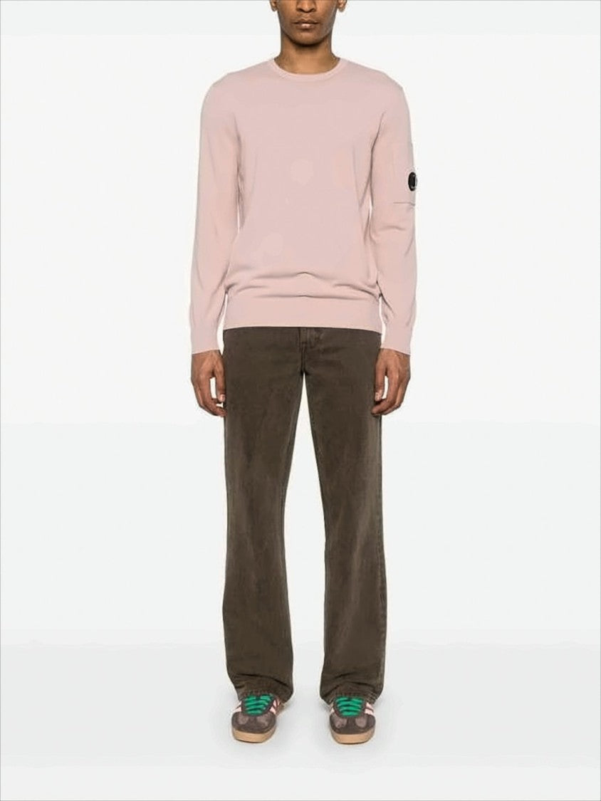 C.P. Company Light Pink Cotton Sweater With Classic Crew Neck
