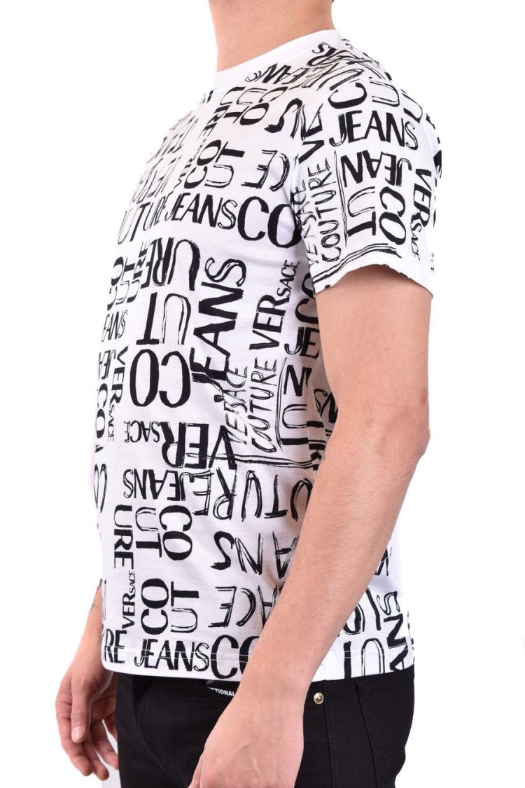 Versace Jeans Couture Baroque-Pattern White T-Shirts