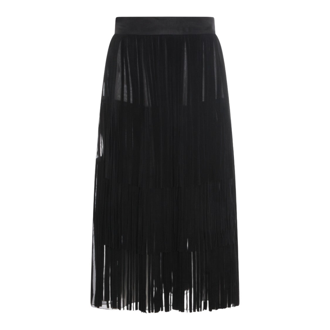 Dolce & Gabbana Pleated Sheer Midi Skirt With Layered Design