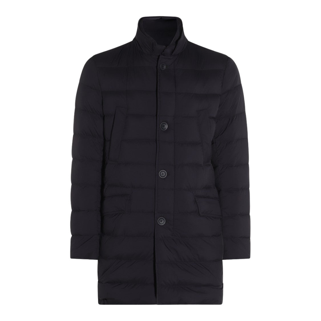 Herno Quilted Black Coat With High Collar