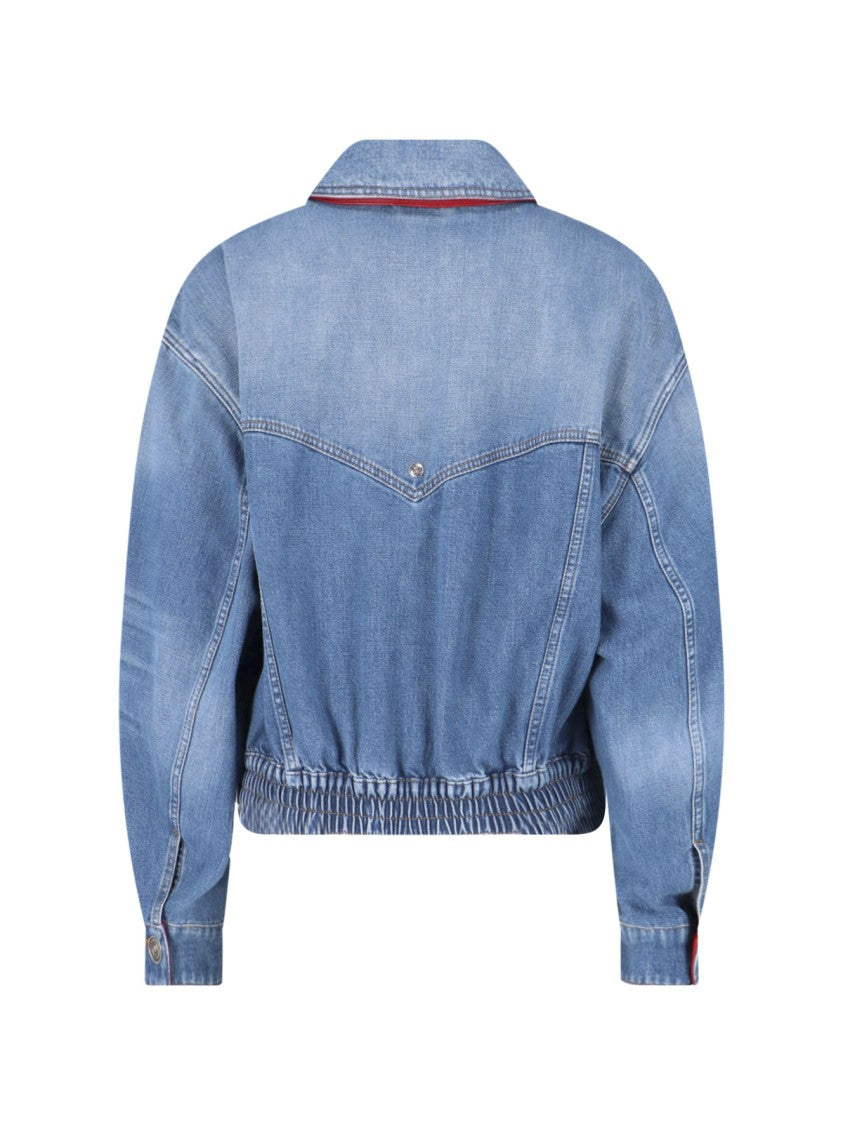 Versace Blue Cotton Denim Signature Details Jacket