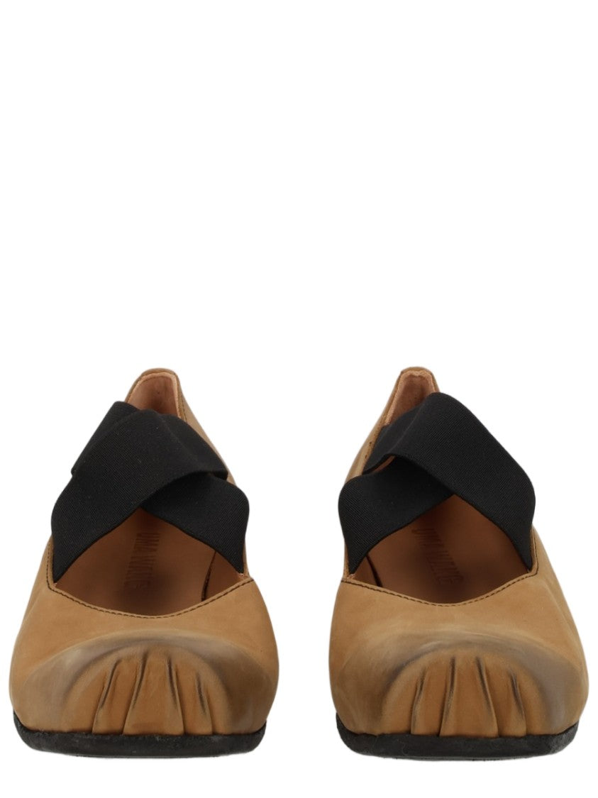 Uma Wang Soft Calf Leather Gathered Flats