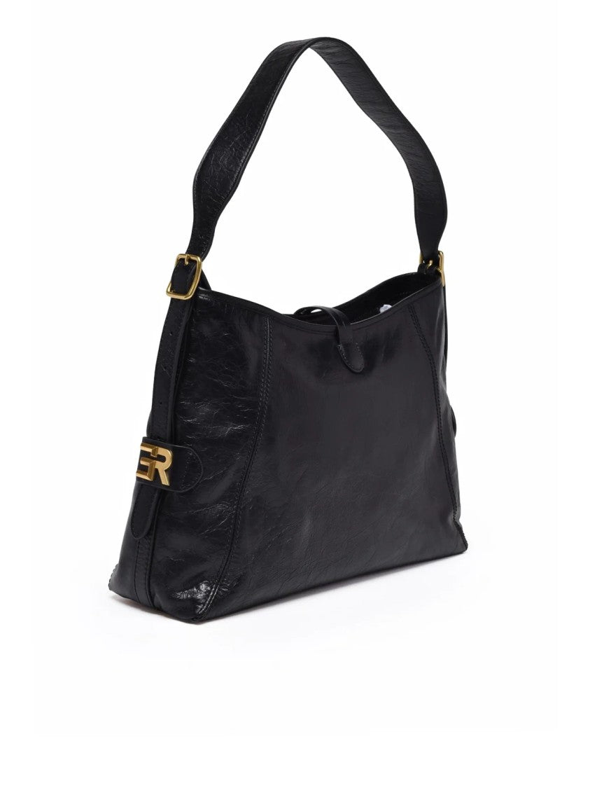 Ermanno Firenze Black Cowhide Adele Shoulder Bag