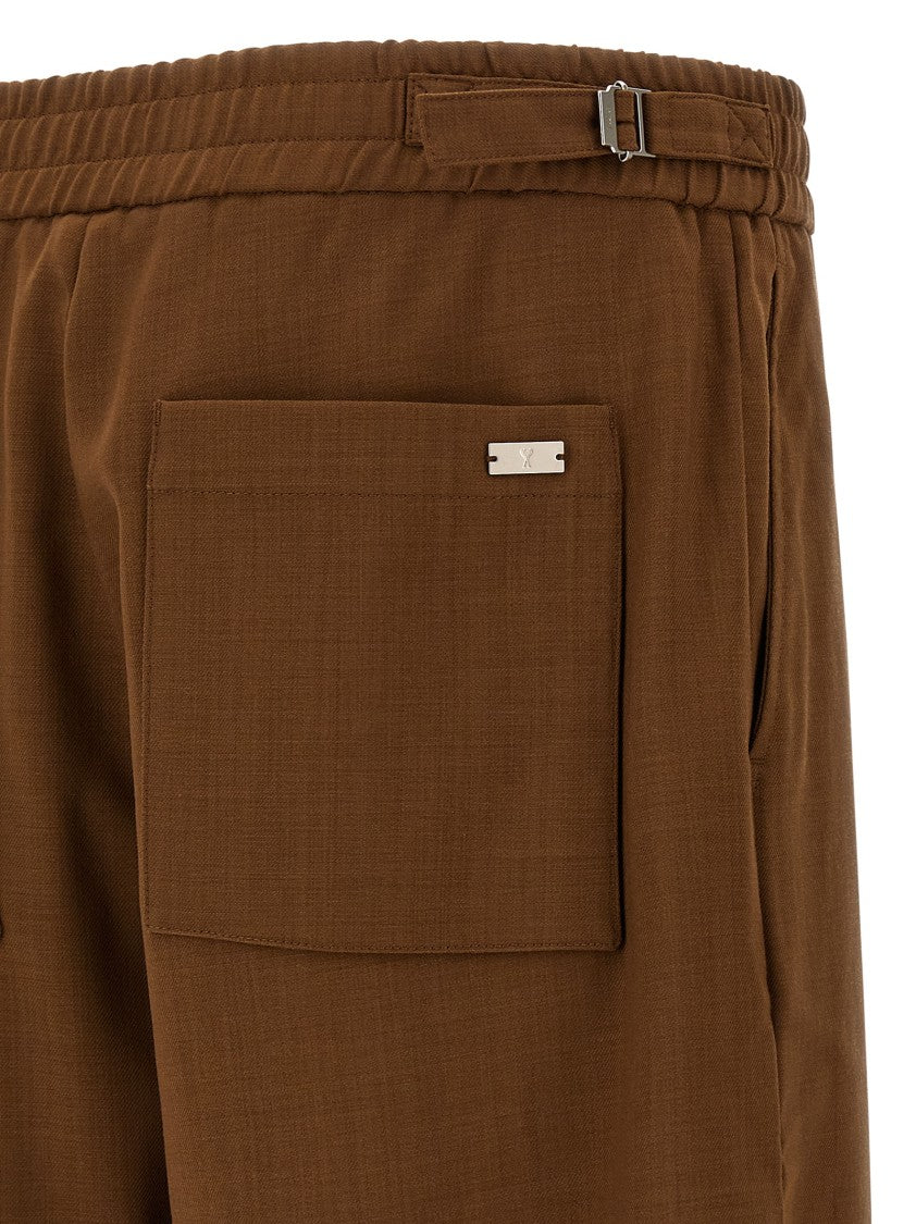 Ami Straight Wide-Leg Wool Pants