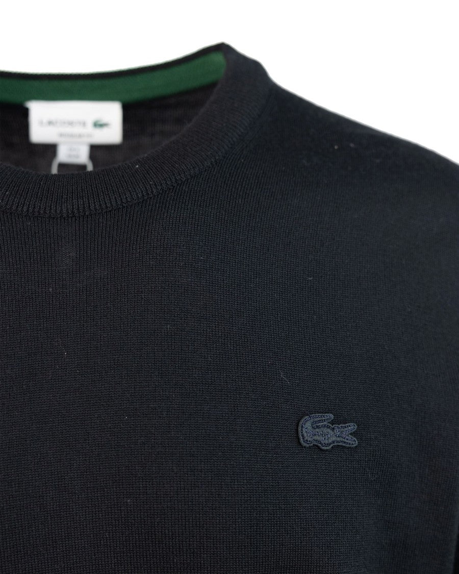 Lacoste Merino Wool Sweater With Ribbed Details And Crocodile Logo