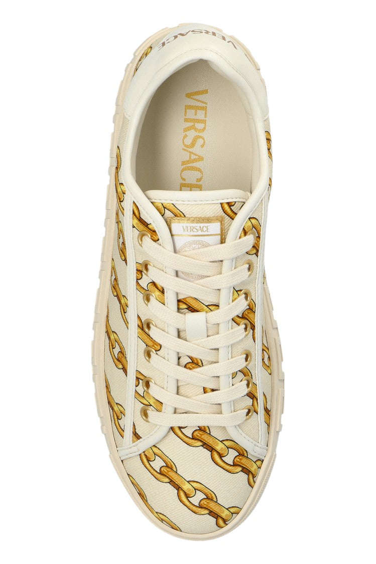 Versace Cream-Beige Printed Sneakers