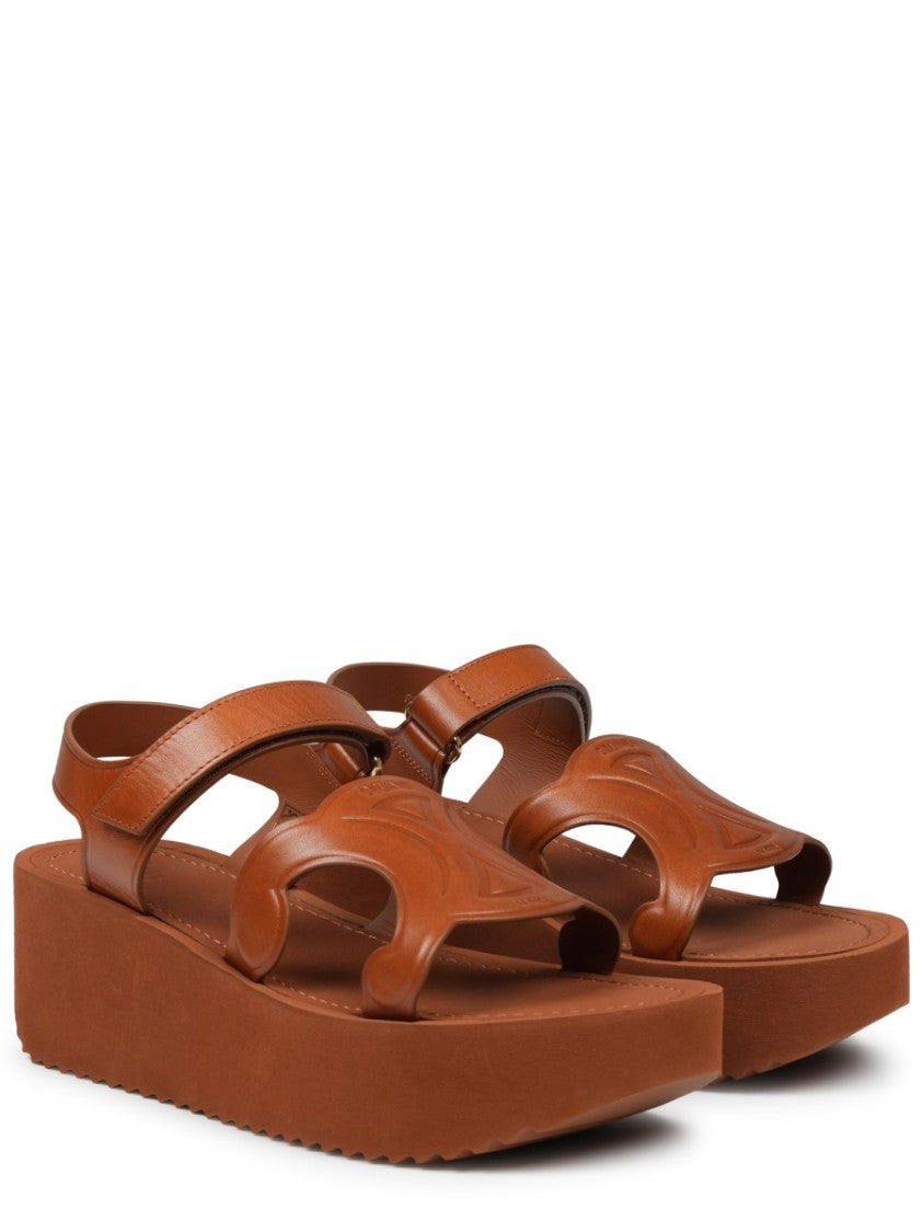 Celine Sunny Platform Cut-Out Calf Leather Sandals