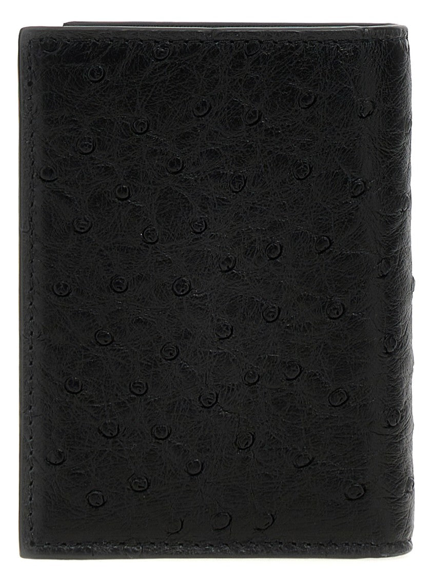 Valentino Garavani Ostrich Leather Cardholder With Vlogo Signature