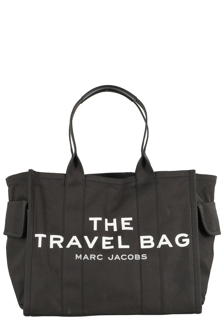 Marc Jacobs Versatile Black Cotton Travel Tote With Dual Handles And Bold Logo