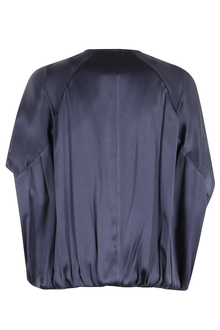 Semi Couture Cape-Style Blouse With V-Neckline And Asymmetrical Hem