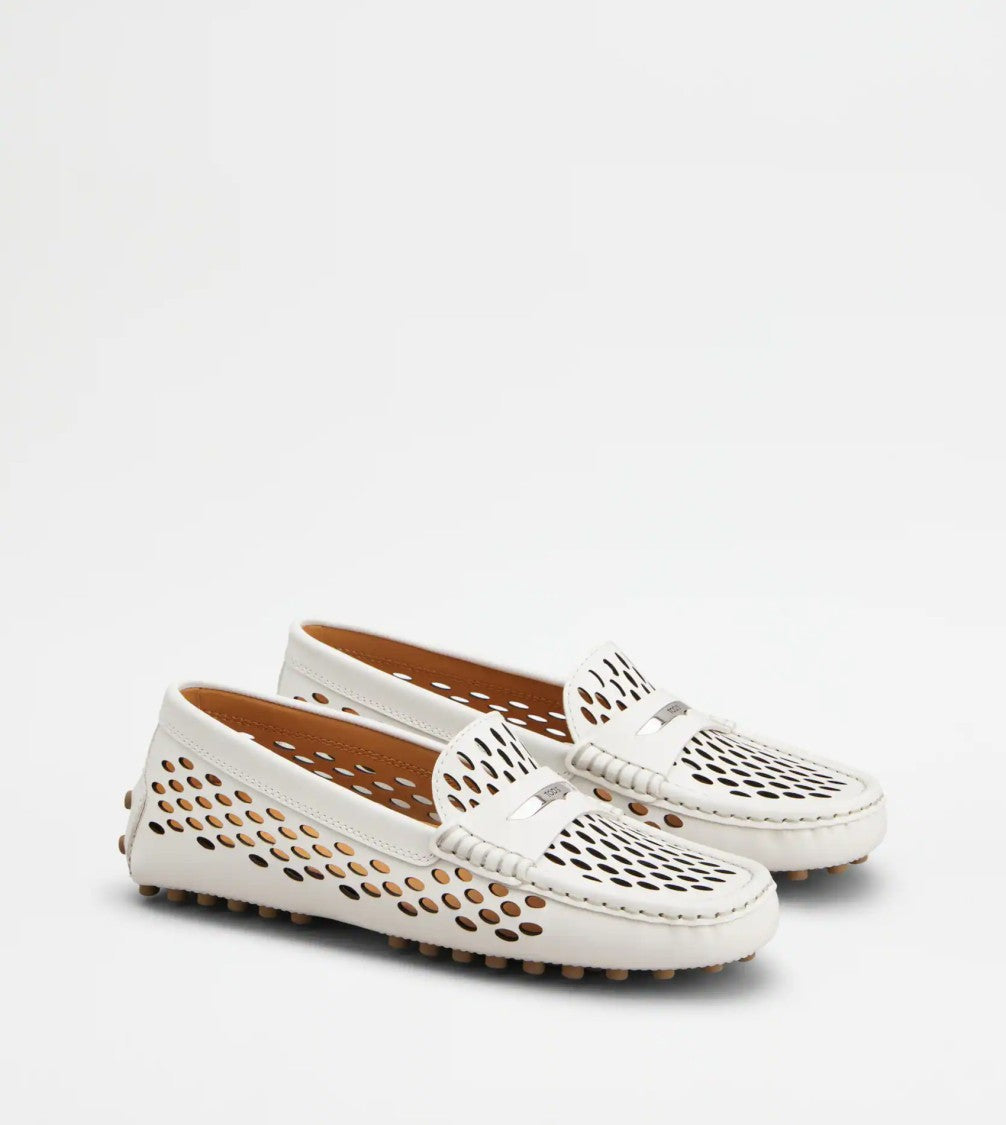 Tod's Perforated White Loafers