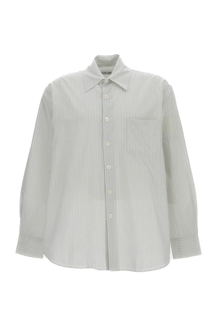 Our Legacy Striped White Cotton-Blend Overshirt
