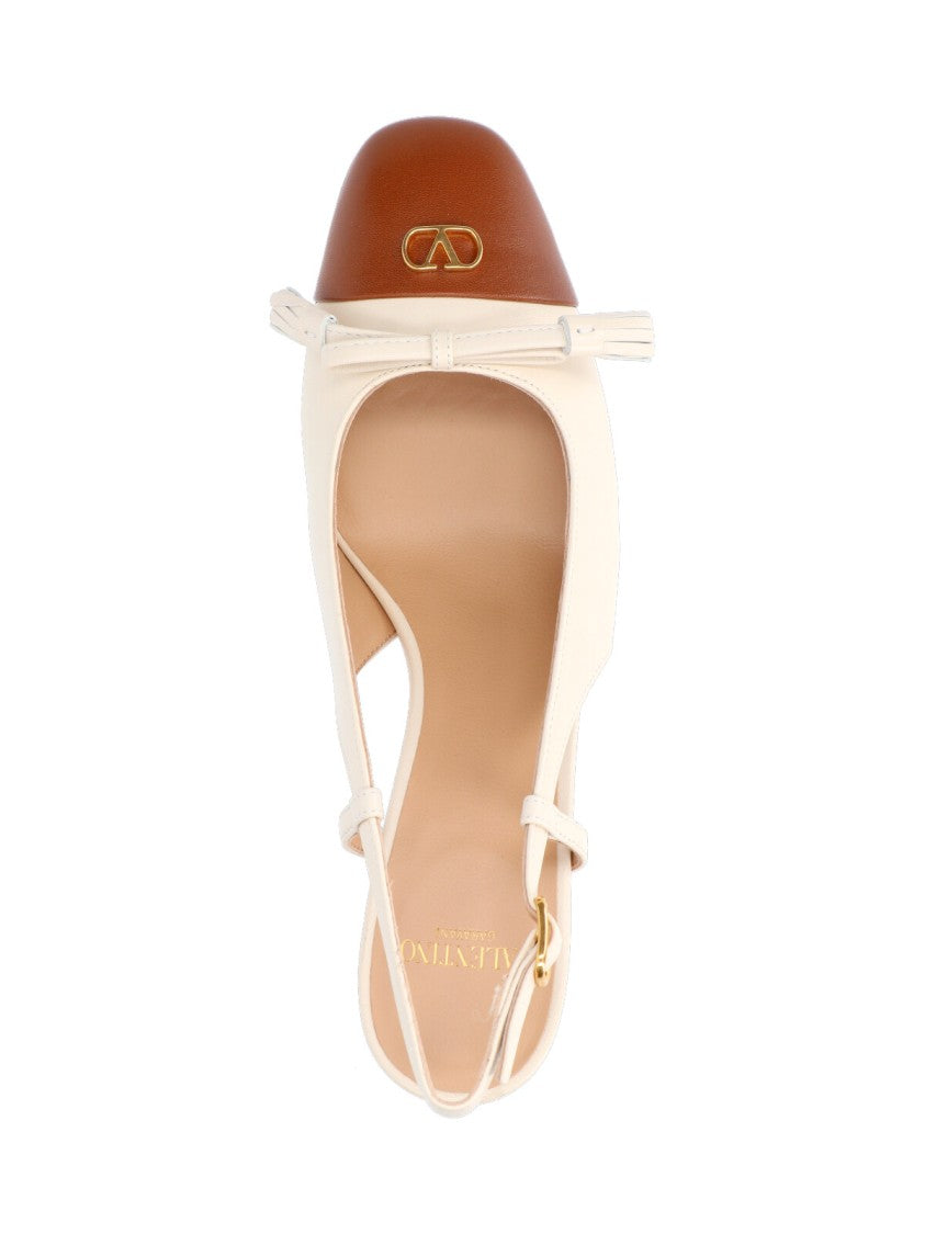 Valentino Garavani "Valet Du Roi" Slingback Pumps – Cream