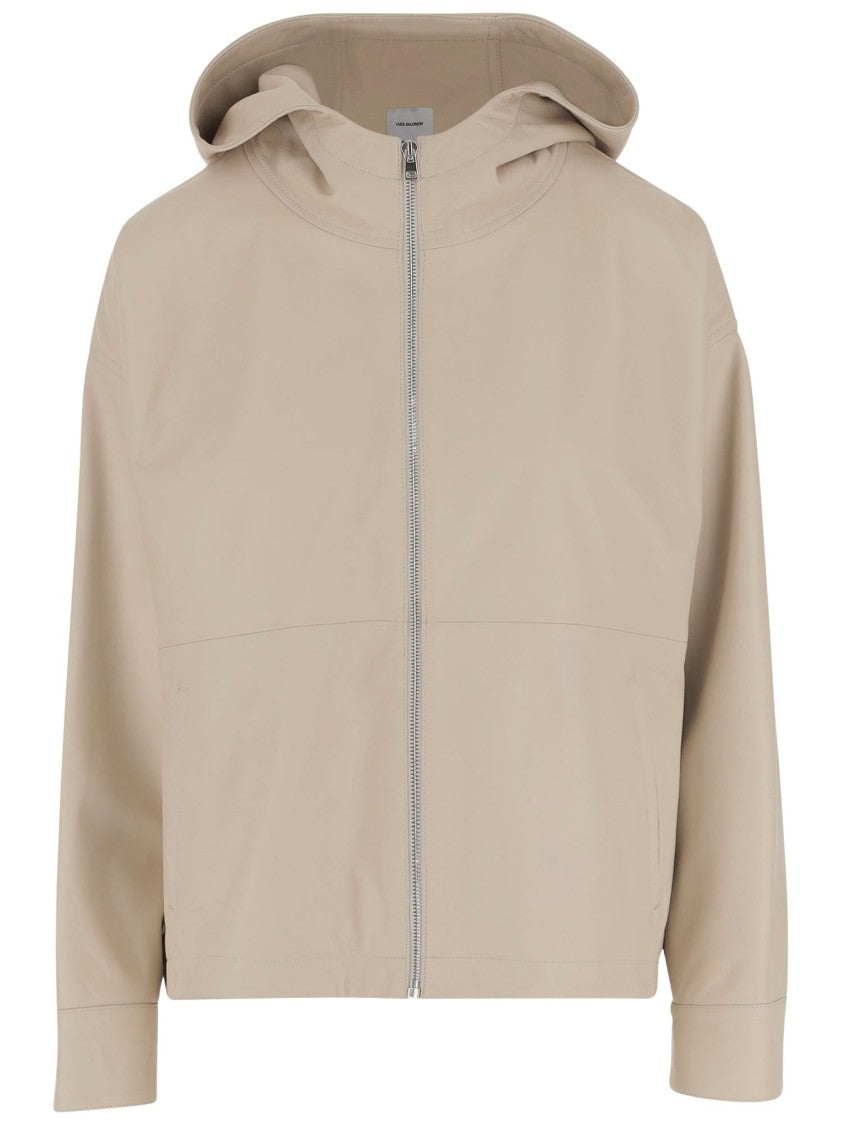 Yves Salomon Leather Jacket With Hood