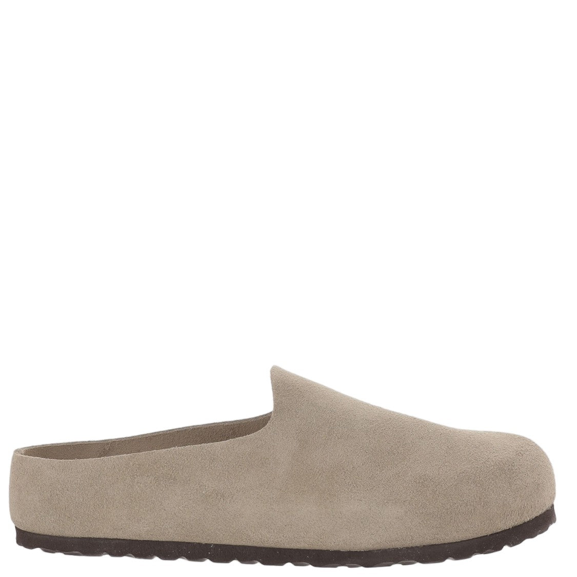 Birkenstock Taupe Suede Wrapped Mules With Cork Insole And Eva Outsole