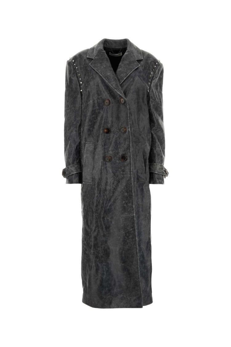 Alessandra Rich Double-Breasted Long Coat With Vintage-Inspired Details