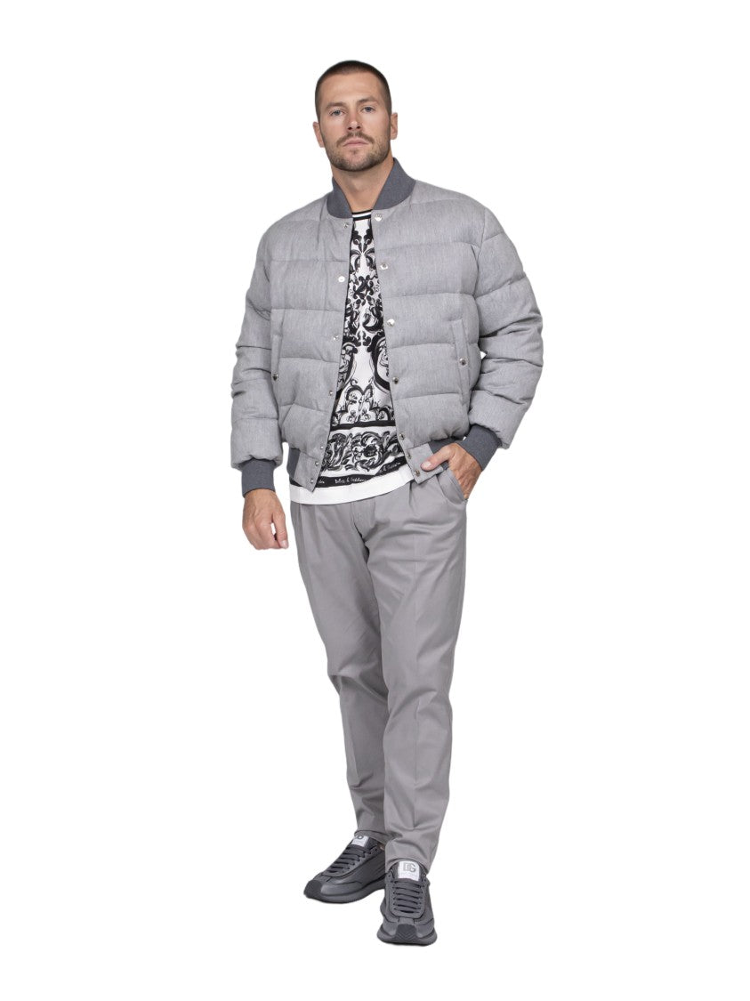 Dolce & Gabbana Giubbotto Relaxed-Fit Ribbed-Accent Down Jacket