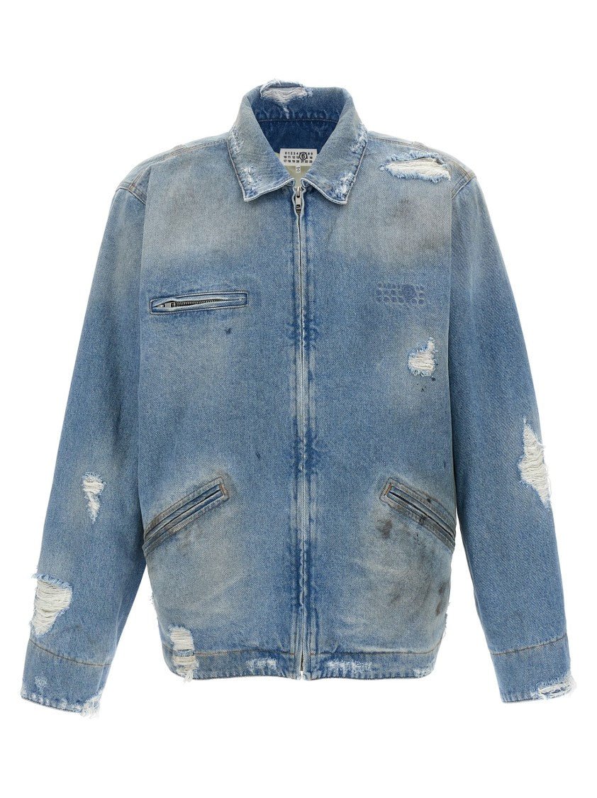 Mm6 By Maison Margiela Denim Jacket With Used Effect