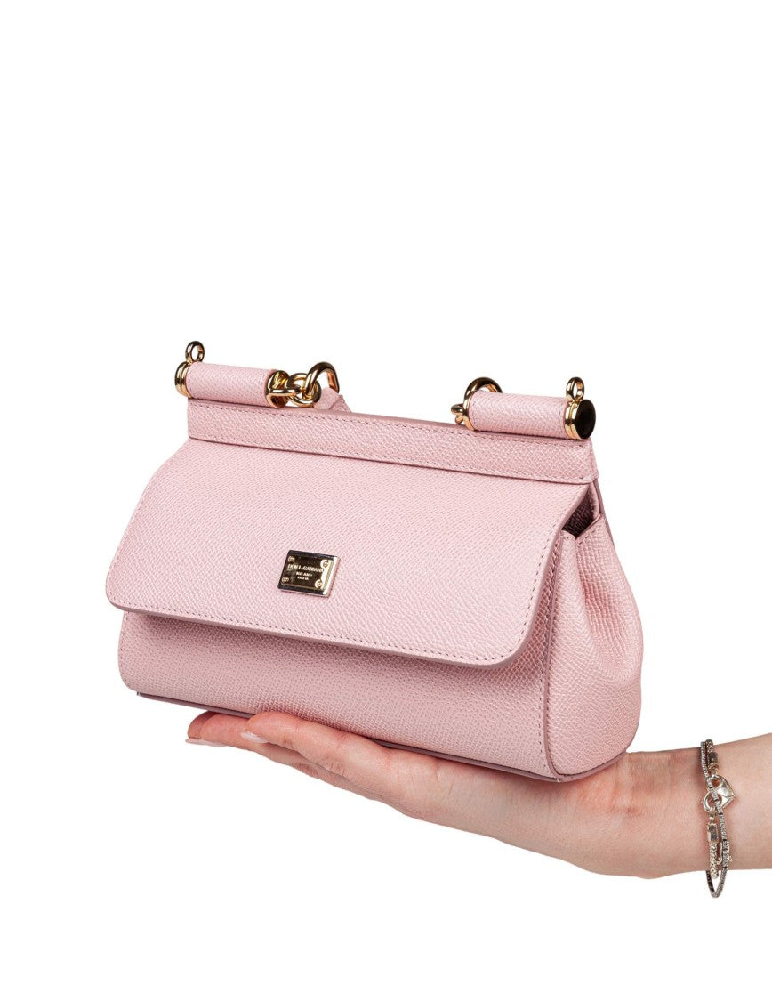 Dolce & Gabbana Mini Sicily Dauphine Leather Bag Nude Pink