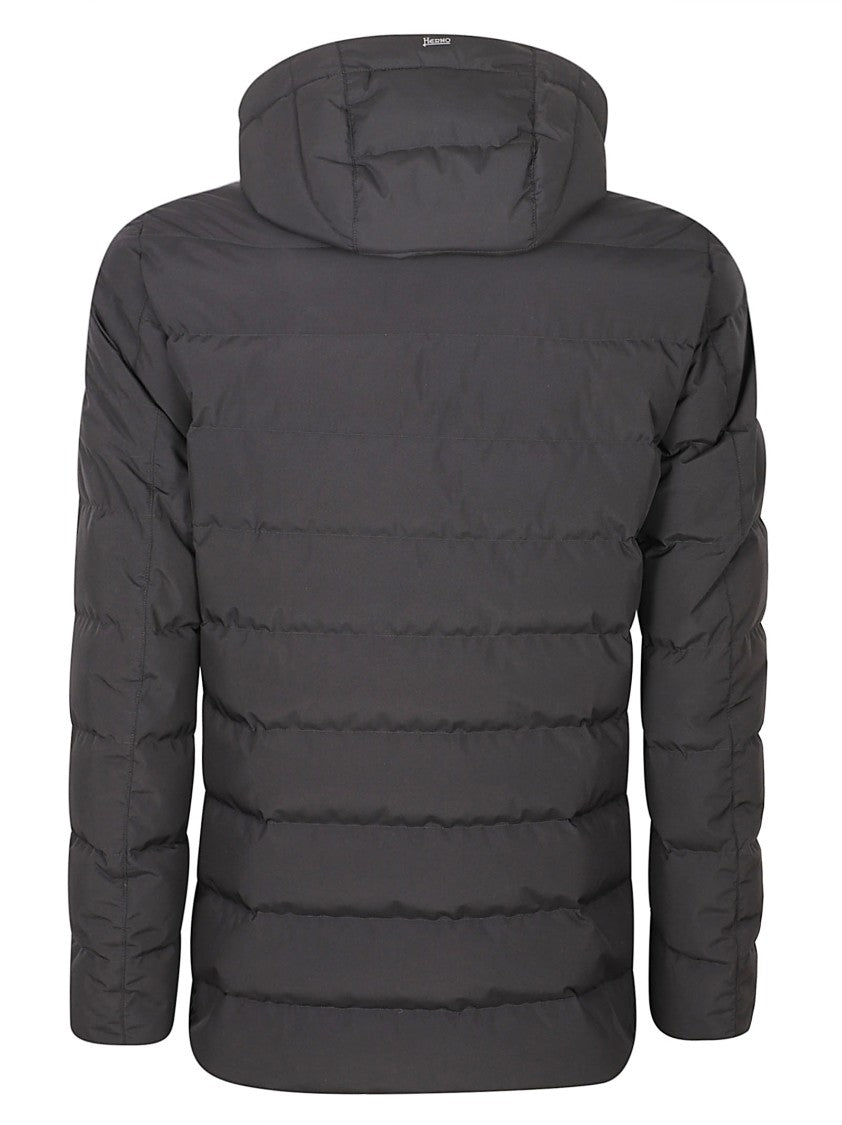 Herno Quilted Casual Jacket With Hood And Adjustable Features