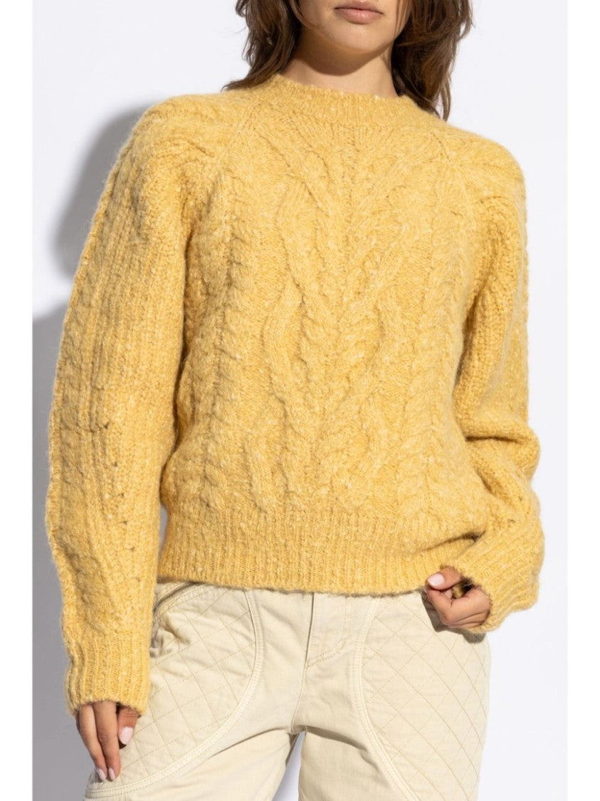 Isabel Marant Textured Cable Knit Sweater With Relaxed Fit And Raglan Sleeves