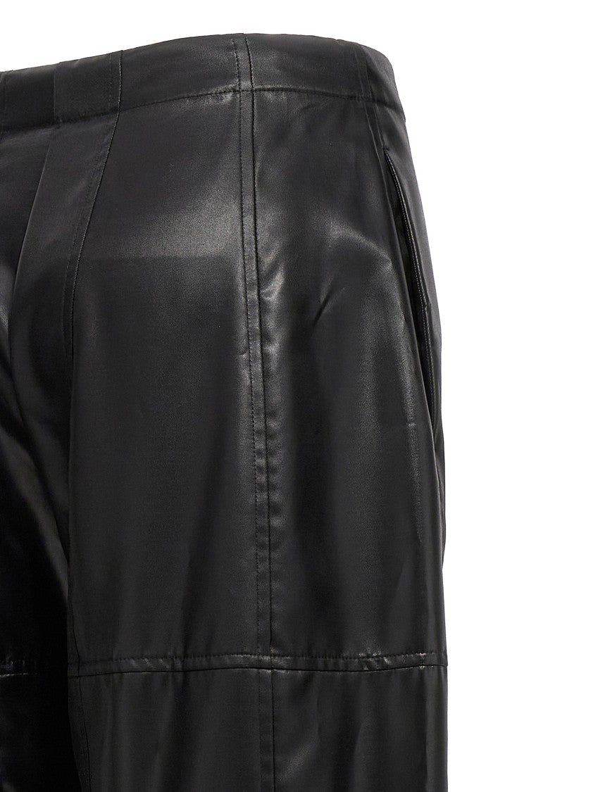 Jil Sander High-Waisted Black Cupro Pants With Coated Finish