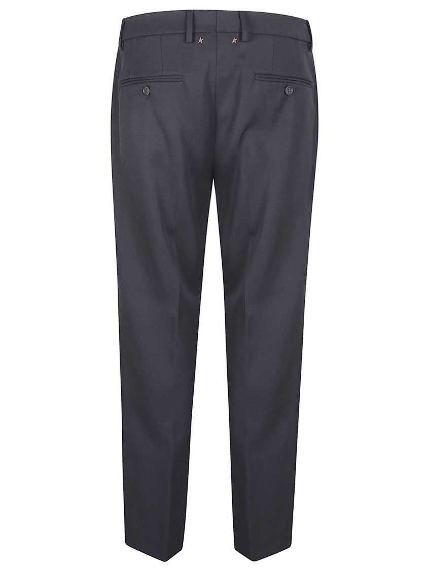 Golden Goose Ankle-Length Midnight Blue Trousers With Sartorial Design