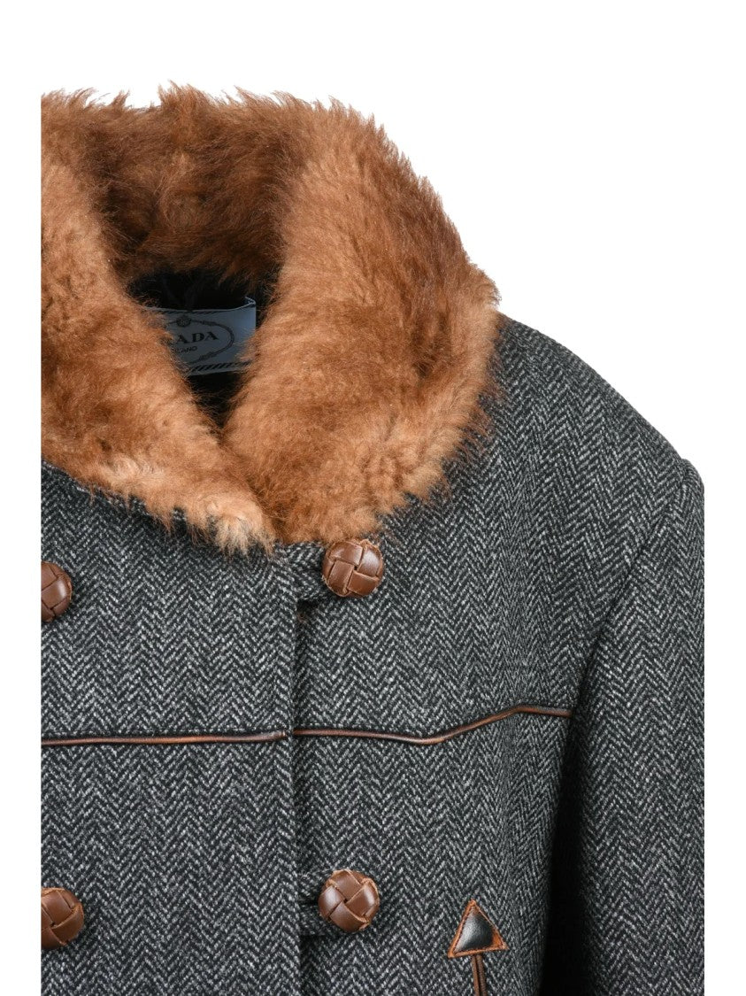 Prada Grey Virgin Wool Peacoat