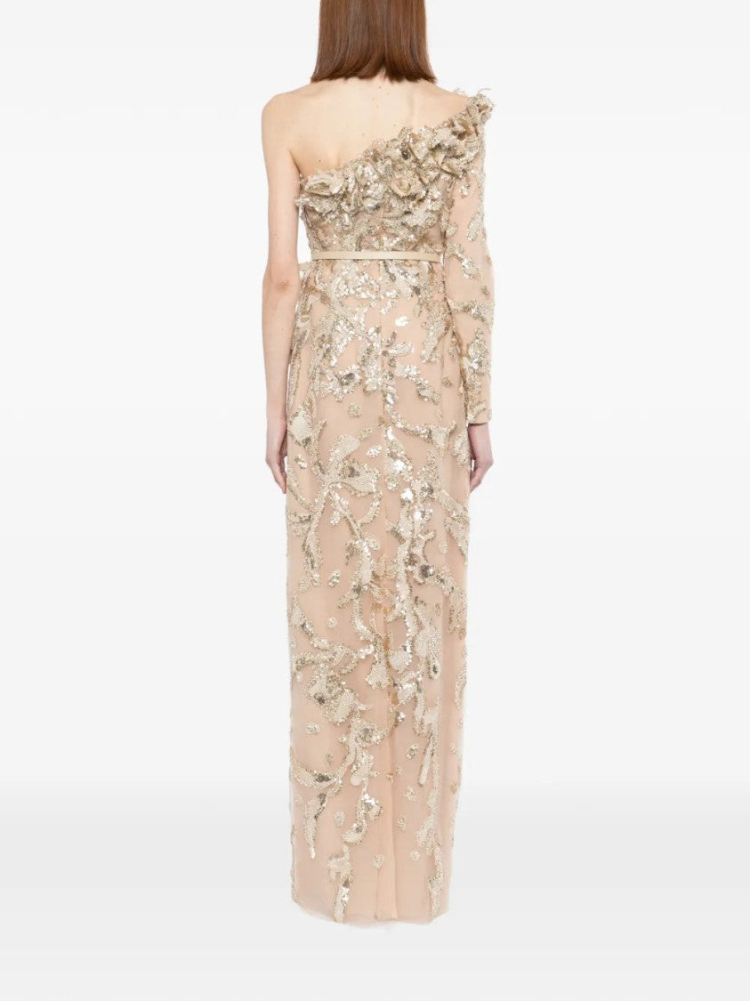 Saiid Kobeisy One-Shoulder Embroidered Tulle Dress