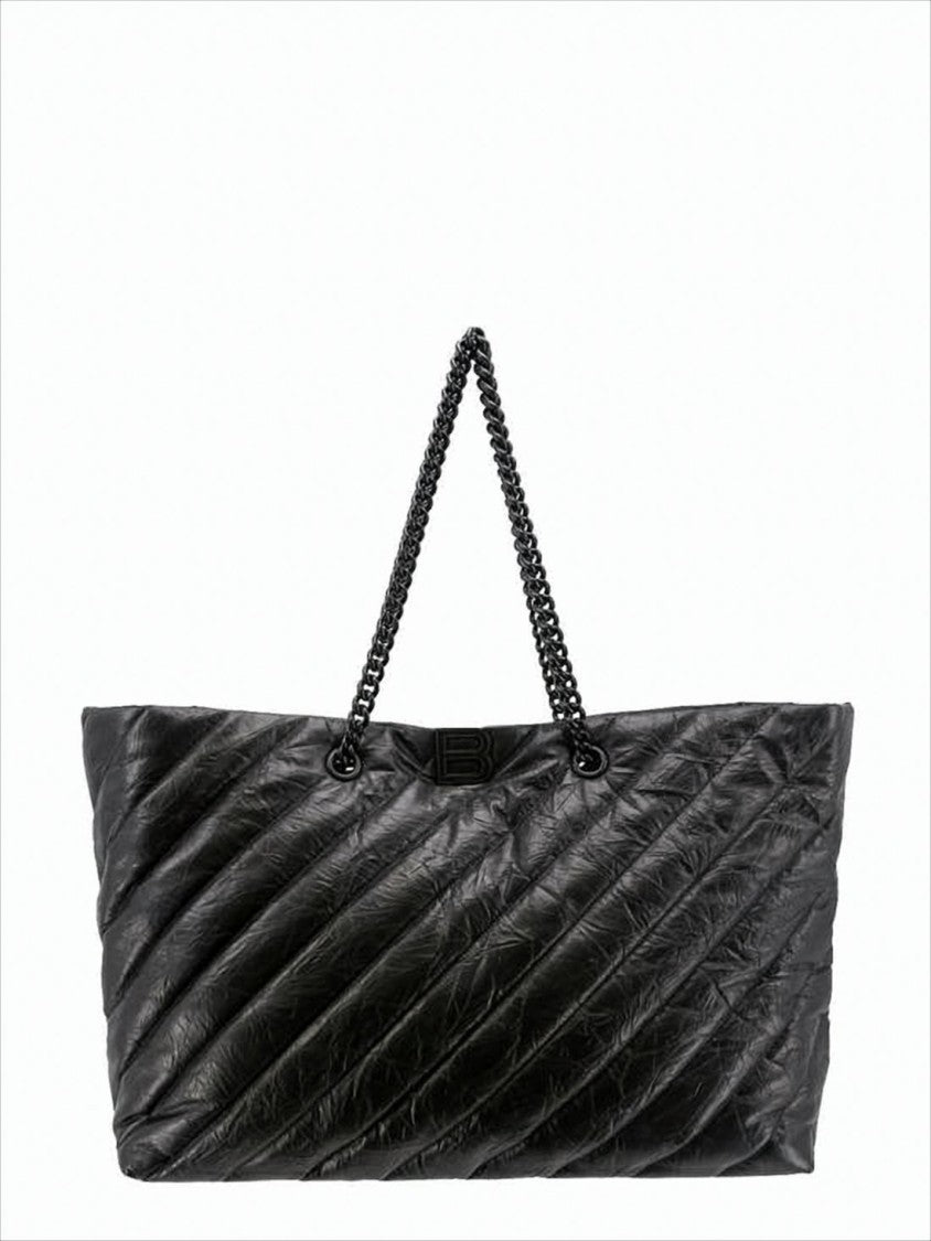 Balenciaga Quilted Calfskin Leather Shoulder Bag With Chain Handles