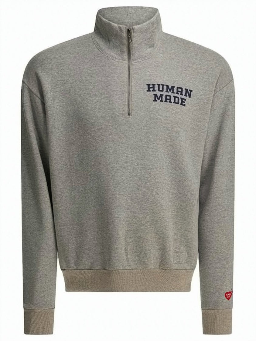 Humanmade Half-Zip Long-Sleeve Pullover With Graphic Print And Stand Collar