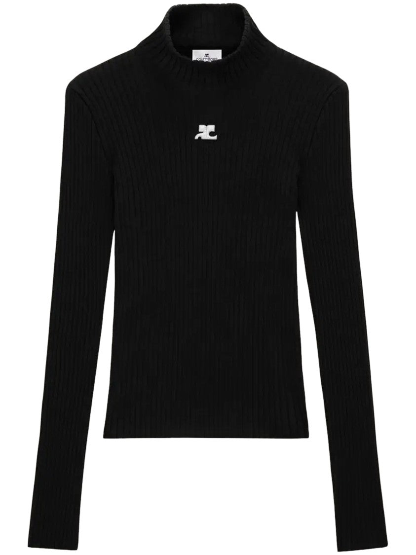 Courrèges Ribbed Long-Sleeved Jumper With Minimalist Logo Detail