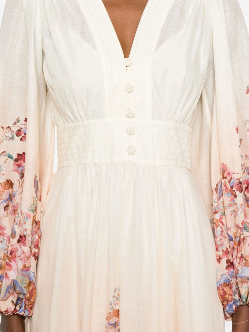Zimmermann Ivory Cotton Floral Print Maxi Dress