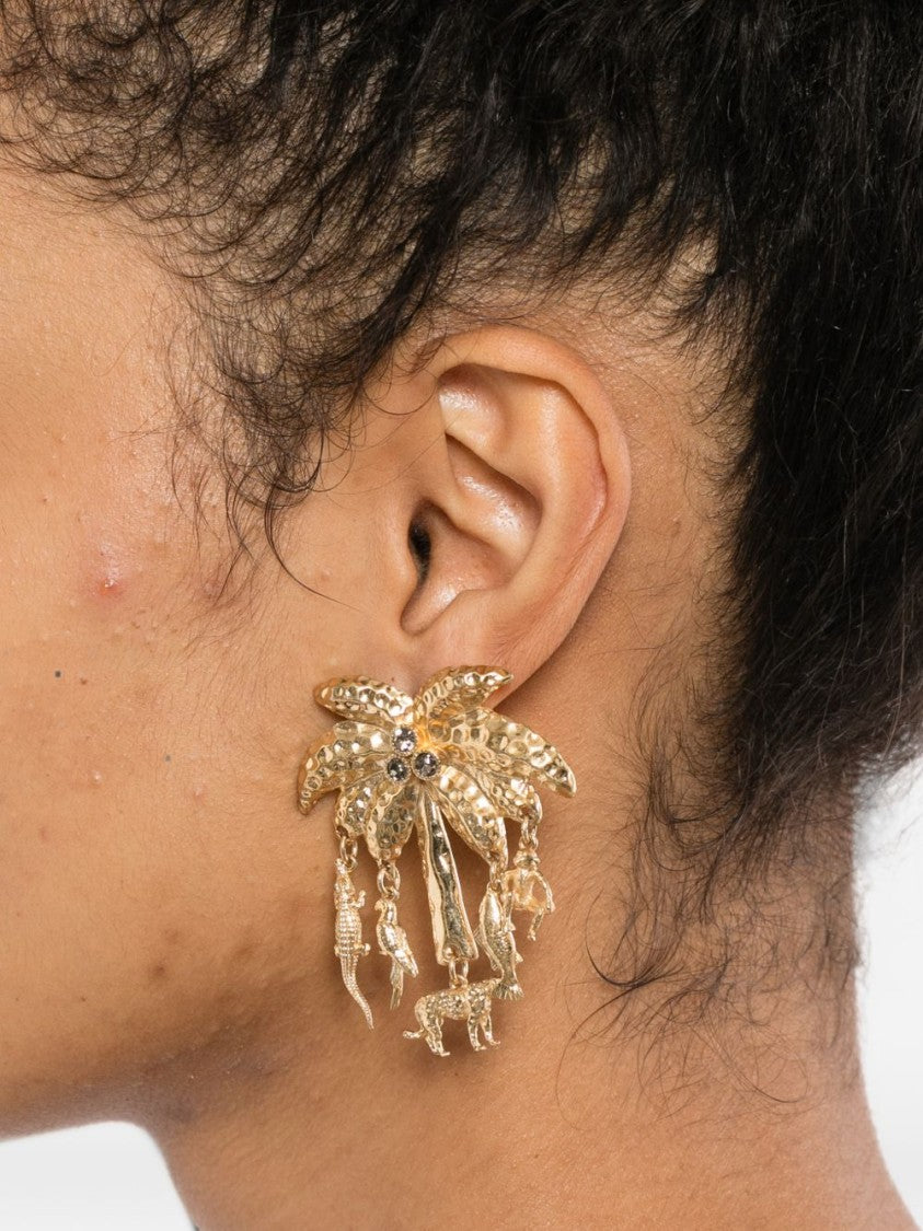 Jacquemus Gold-Tone Palm Tree Animal Charm Earrings