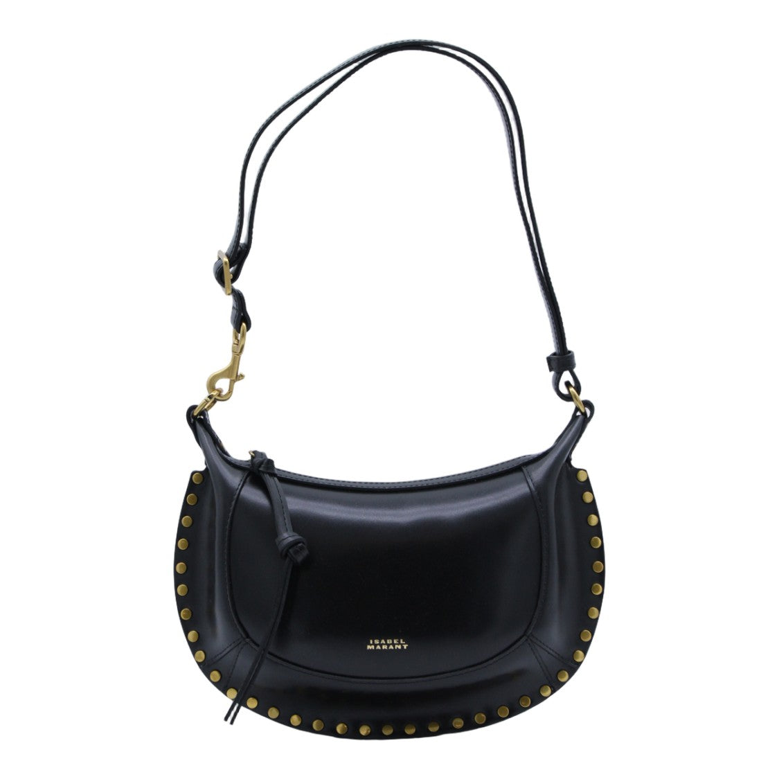 Isabel Marant Crescent-Shaped Black Shoulder Bag With Gold-Tone Accents