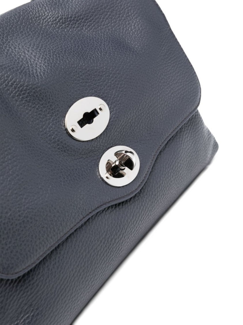 Zanellato Navy Blue Grained Texture Shoulder Bag