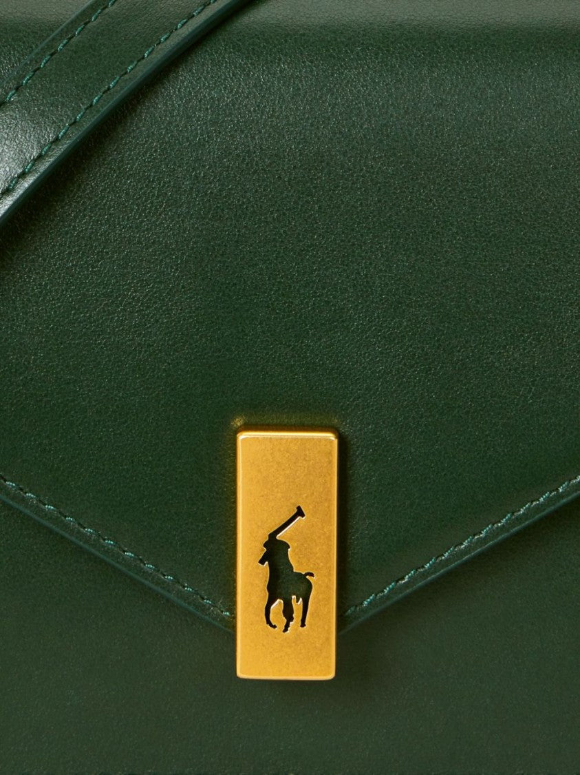 Polo Ralph Lauren Bottle Green Leather Clutch