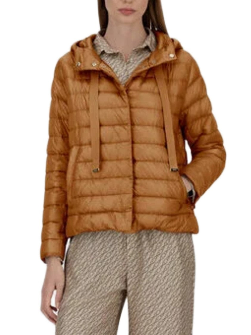 Herno Lightweight Quilted Camel Jacket With Grosgrain Detailing