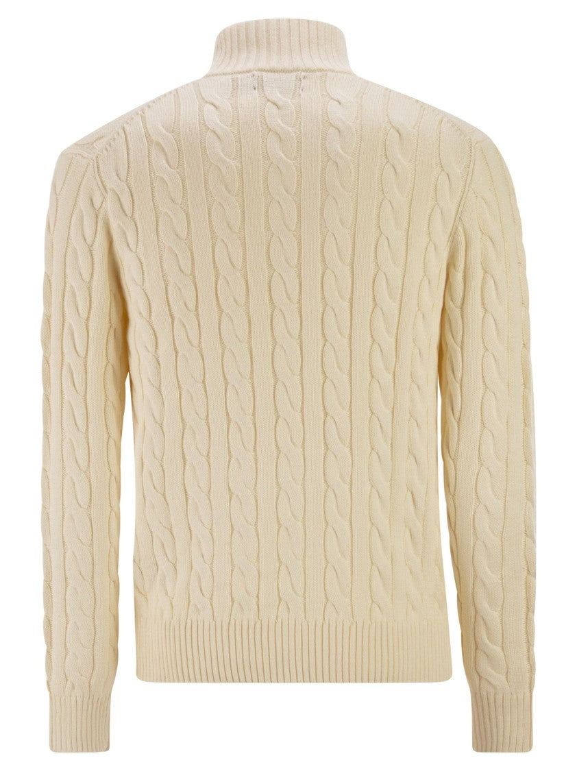 Polo Ralph Lauren Cotton Cable Knit Jumper With Zip Fastening