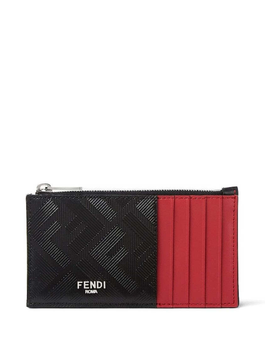 Fendi Textured Black Wallet With Geometric Design