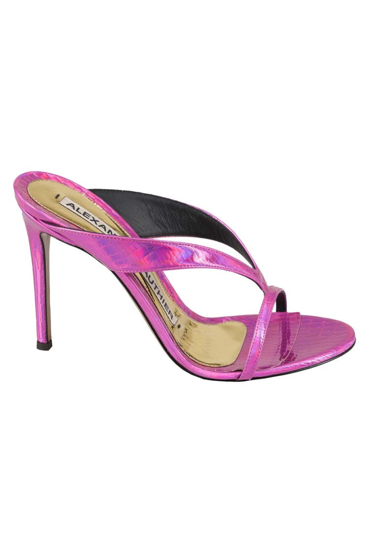 Alexandre Vauthier Round-Toe Stiletto Heels In Metallic Fuchsia Leather