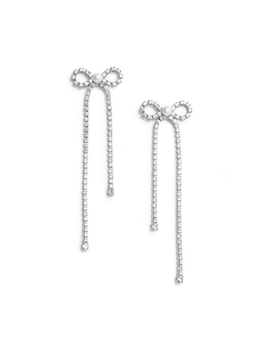 Self-Portrait Delicate Bow Earrings With Crystal Accents