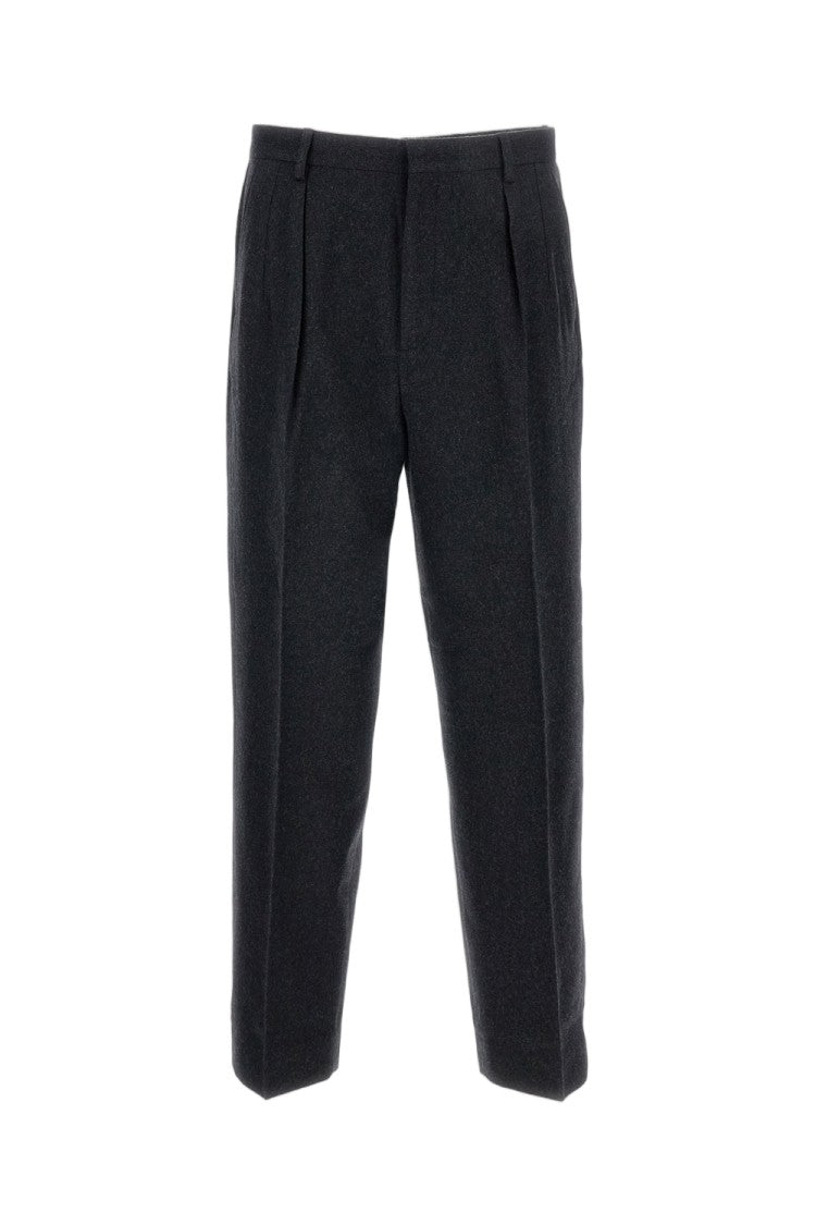 Cellar Door Tailored Straight Leg Trousers With Front Pleats And Zip Closure