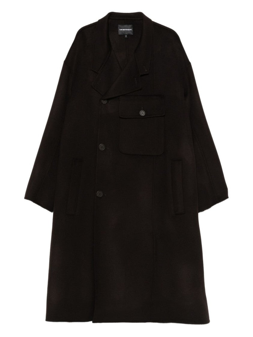 Emporio Armani Double-Breasted Wool-Cashmere Blend Coat