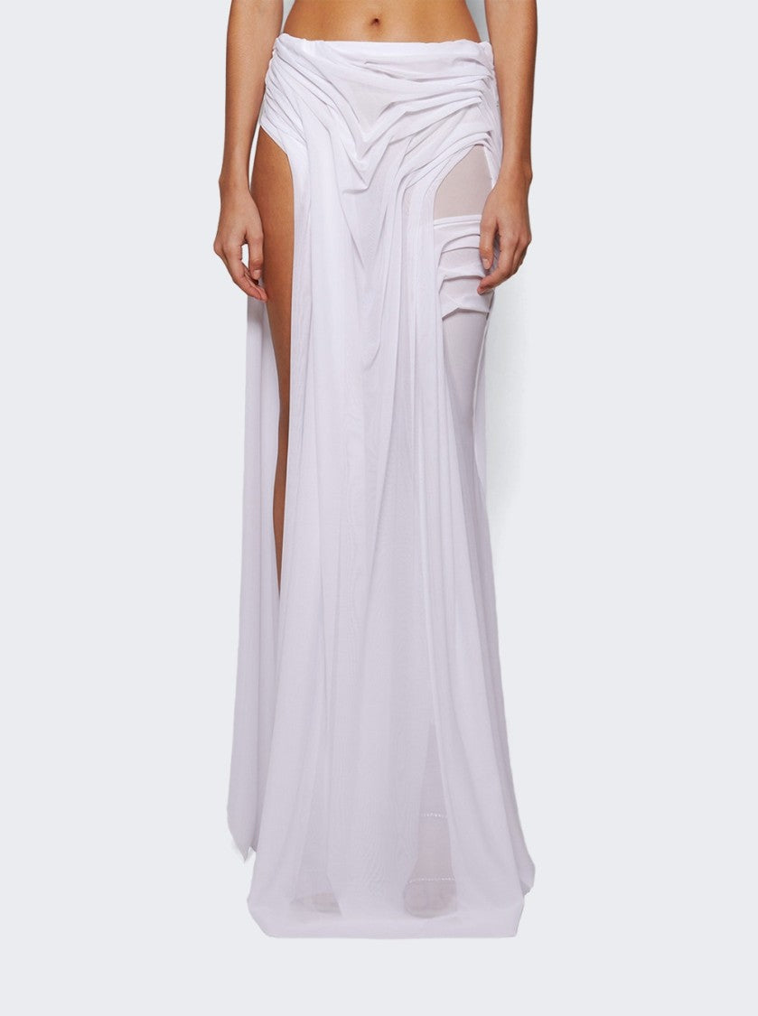 Di Petsa Long Wetlook Gradient Skirt White